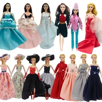 kieka 2022 6 new fashion elegant party wedding long dress with hat accessories clothes for 30cm barbie toys for children playset