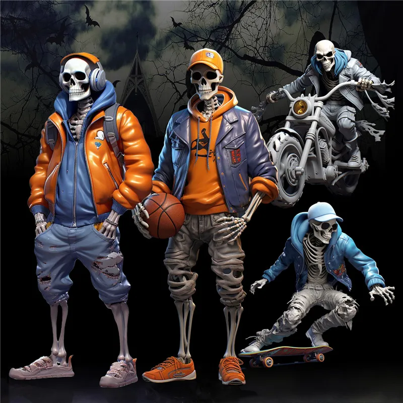 

Cool Resin Skeleton Figurines 20cm Sports Ornaments Miniatures Skull Crafts Halloween Desk Home Decorations Festival Gifts