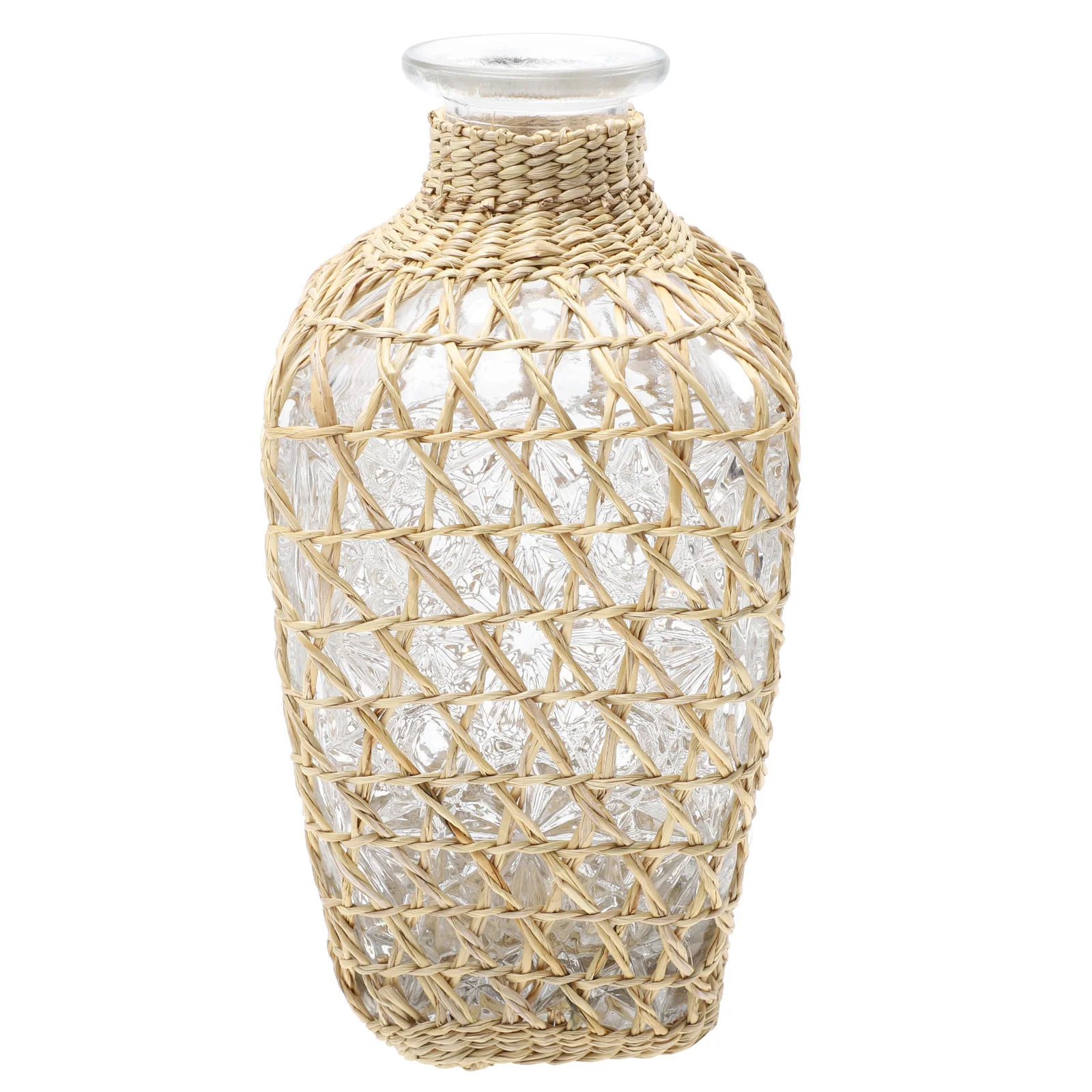 

1Pc Woven Glass Vase Creative Desktop Vase Flower Arrangement Container