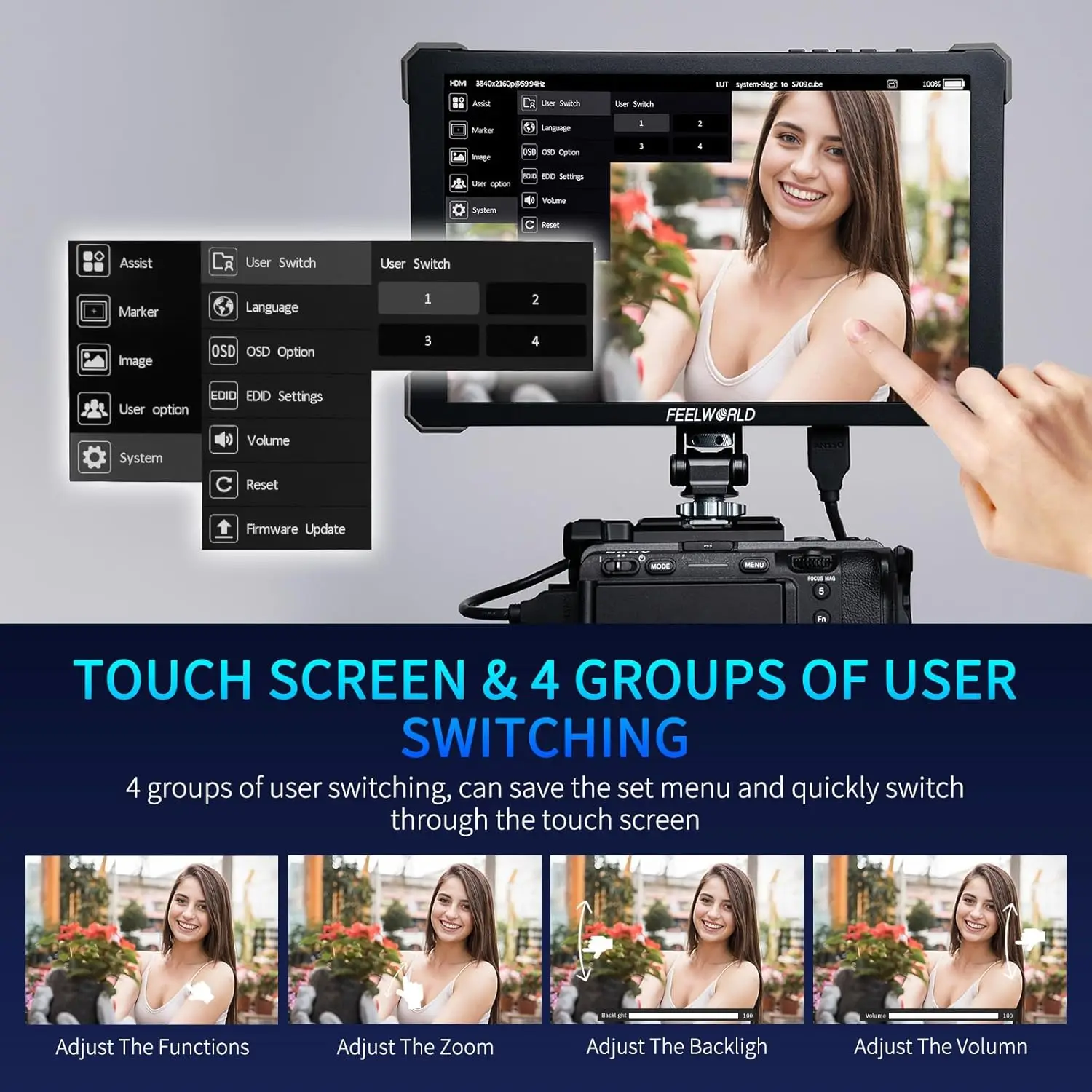 Монитор FEELWORLD T10 для DSLR-камер, FHD, 500 нит, 4K, входвыход HDMI, HDR, 3D LUT, Waveform, для видеографов и создателей контента (art.: 3920dc8a5df61) - 3920dc8a5df61