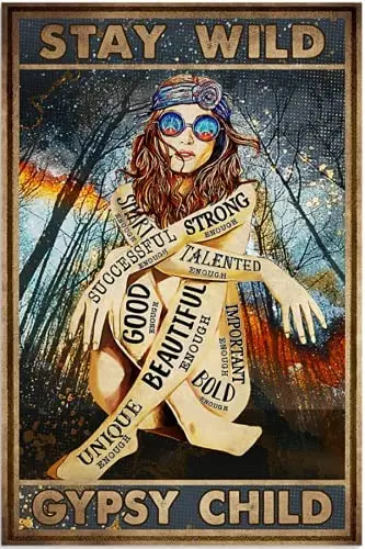 

Gypsy Poster Wall Decoration Retro Metal Tin Sign Coffee Shop Iron Plate Painting