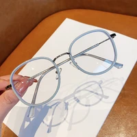 fashion anti blue light glasses frame men women metal glasses frames vintage optical eyeglasses black spectacles big