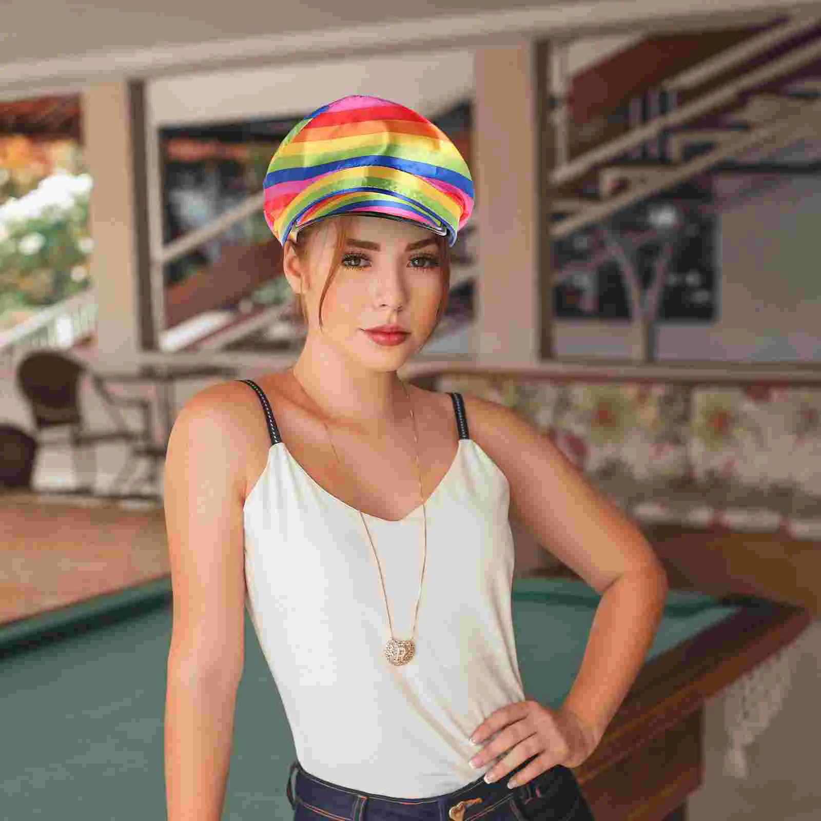 

Hat Captain Hats Rainbow Cap Costume Navy Party Sailor Pride Yacht Carnival Boat Ship Cosplay Accessories Sailors Men Bucket