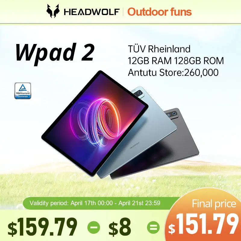 

HEADWOLF Tablet Wpad 2 10.1inch Rhine certification 1920*1200 4G LTE Aidroid 12 6000mAh Unisoc T616 12GB RAM+ 128GB ROM tablet