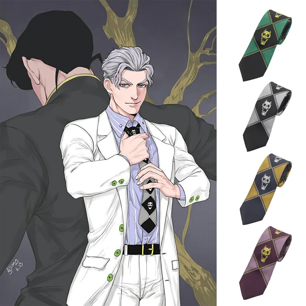 

JoJo's Bizarre Adventure Kira Yoshikage Neckcloth Cosplay Costume Tie KILLER QUEEN Skull Neck Heavens Hand Tie 7cm Tie