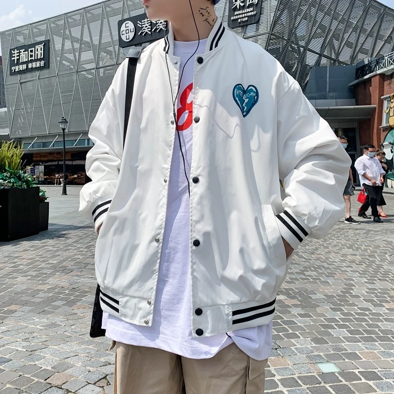 

Autumn Thick 2023 Fabric Man Korean Baseball Coat Harajuku Hip Hop Sports Jacket Couples Loose Buttons Streetwear Vintage Blouse