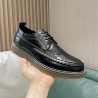new arrival mens casual leather shoes thick soled formal shoes fashion brogue shoes elegant leisure walk oxford male shoes adult