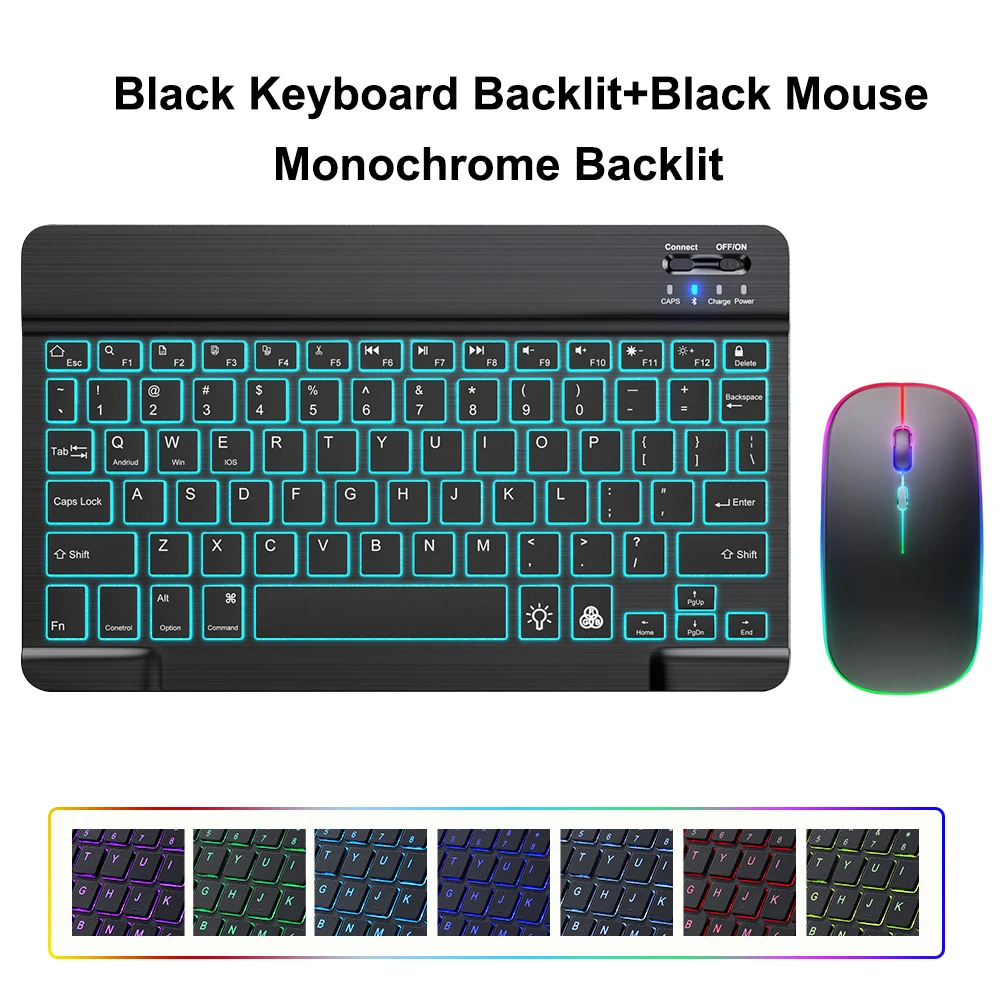 

Backlit Wireless Keyboard,10 Inch Backlight RGB Bluetooth Keyboard Mouse For IOS Android Windows,Teclado For iPad Samsung Tablet