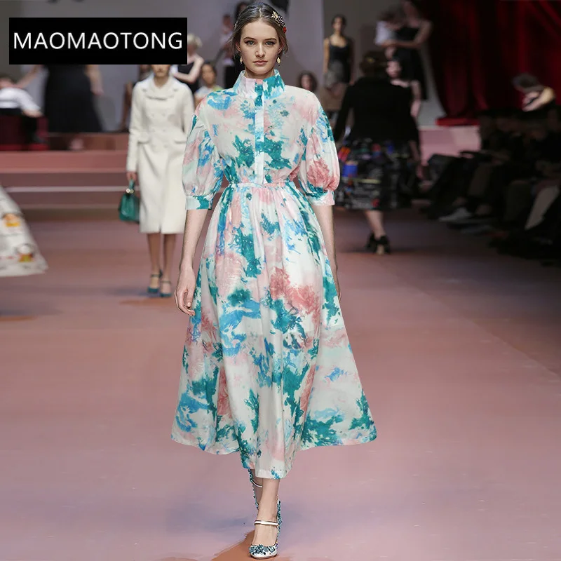 

Женский модельный костюм из 2 предметов, свободная рубашка с пышным рукавом и юбка с цветочным принтом, костюм для отдыха на весну