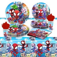For 50 Person Party Disney Superhero Avengers Party Supplies Decoration Set Kids Boys Baby Shower Birthday Disposable Cup Plates
