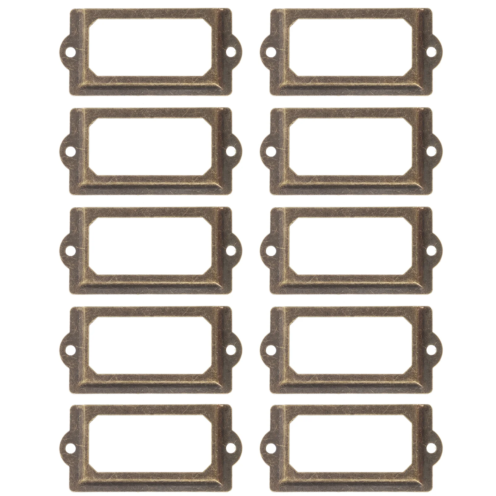 

12 Pcs Wood Drawers Label Box Iron Frame Business Card Metal Vintage Holders