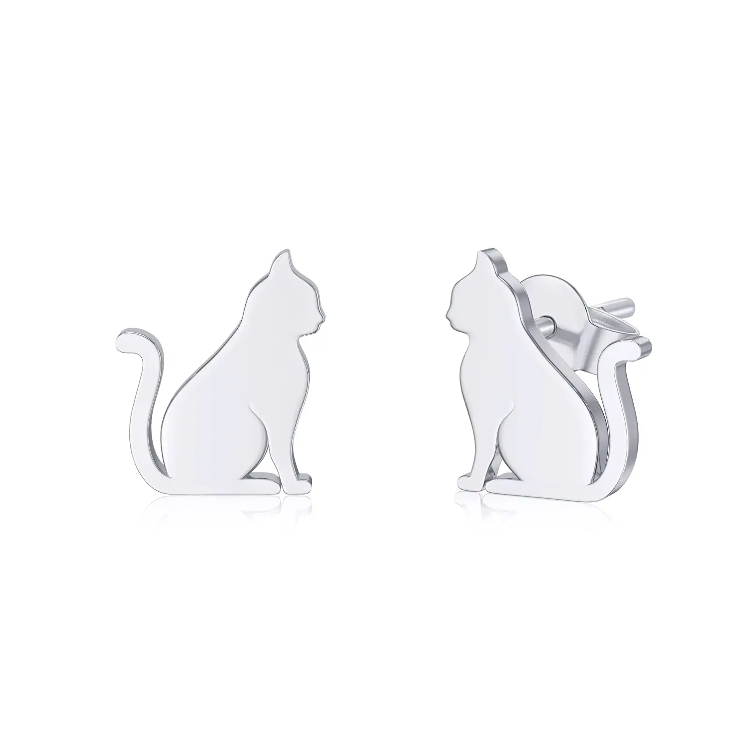 

YFN Solid 14k Gold Cat Earrings Real 14 Carat Gold Stud Earrings for Women Teens Animal Jewelry Gifts
