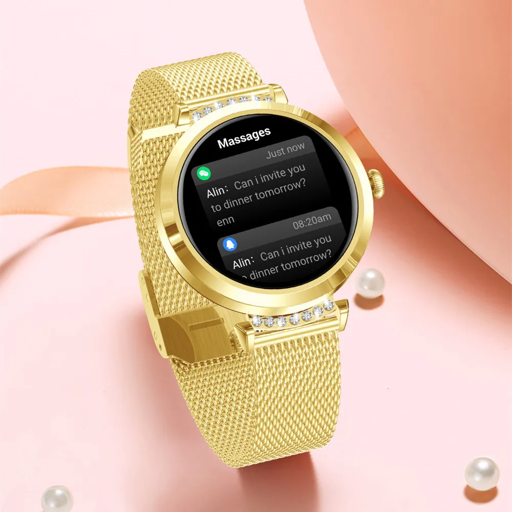 

Android IOS NY22 Elegant Women Smart Watch IP68 Waterproof Sports Fitness Remote Control Smart Watch 2022 Pink Gold Luxury Watch