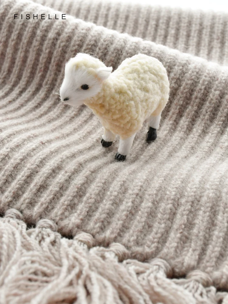 Шарф цвета хаки с кисточками из 100% шерсти толстый для женщин роскошные подарки