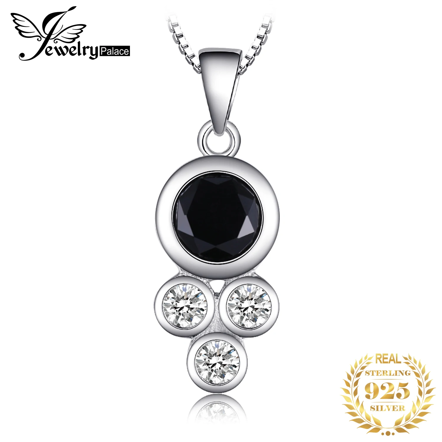 

JewelryPalace 1.7ct Natural Black Spinel 925 Sterling Silver Pendant Necklace for Woman Fashion Trendy Gift No Chain New Arrival
