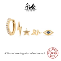 aide 100 925 sterling silver devils eye lightning snake element earrings shiny stud earrings womens earring 2022 trend new