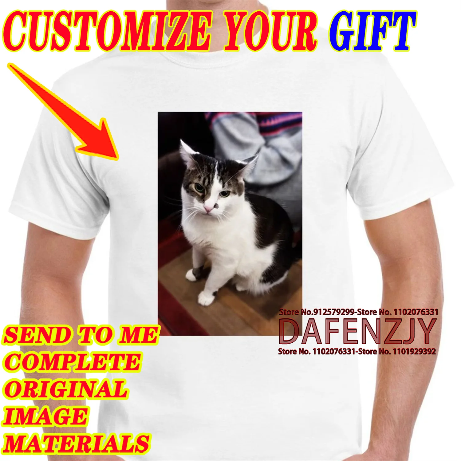 

Cotton Custom T Shirt Your pet cat Design Logo Text Photo Men Women Fashion Print Original Design High Quality Gifts Tshirt