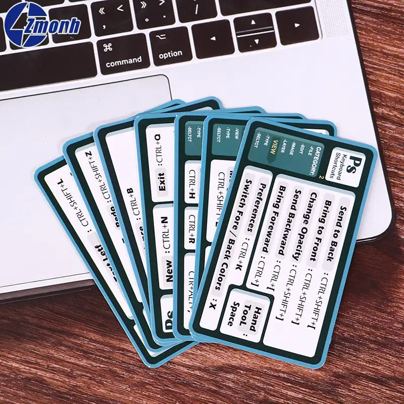 

7PCS PS Shortcut Key Stickers Laptop Quick Reference Keyboard Guide PC Laptop Sticker Luggage Skateboard Decals Graffiti Sticker