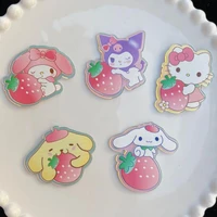 6pcs kawaii sanrio patch hello kittys kuromi cute beauty cartoon anime resin accessories diy material package toys for girl gift
