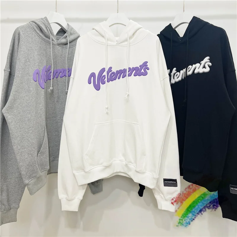 

Foam Print Vetements Hoodies Men Women High Quality Sweet Mark Vetements Sweatshirts Terry Cotton Pullover