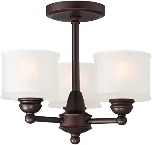 

Flush Mount Ceiling Light 1730 Series 1738-167 3 Light 180 watt (13" H x 16" W) Glass Bronze