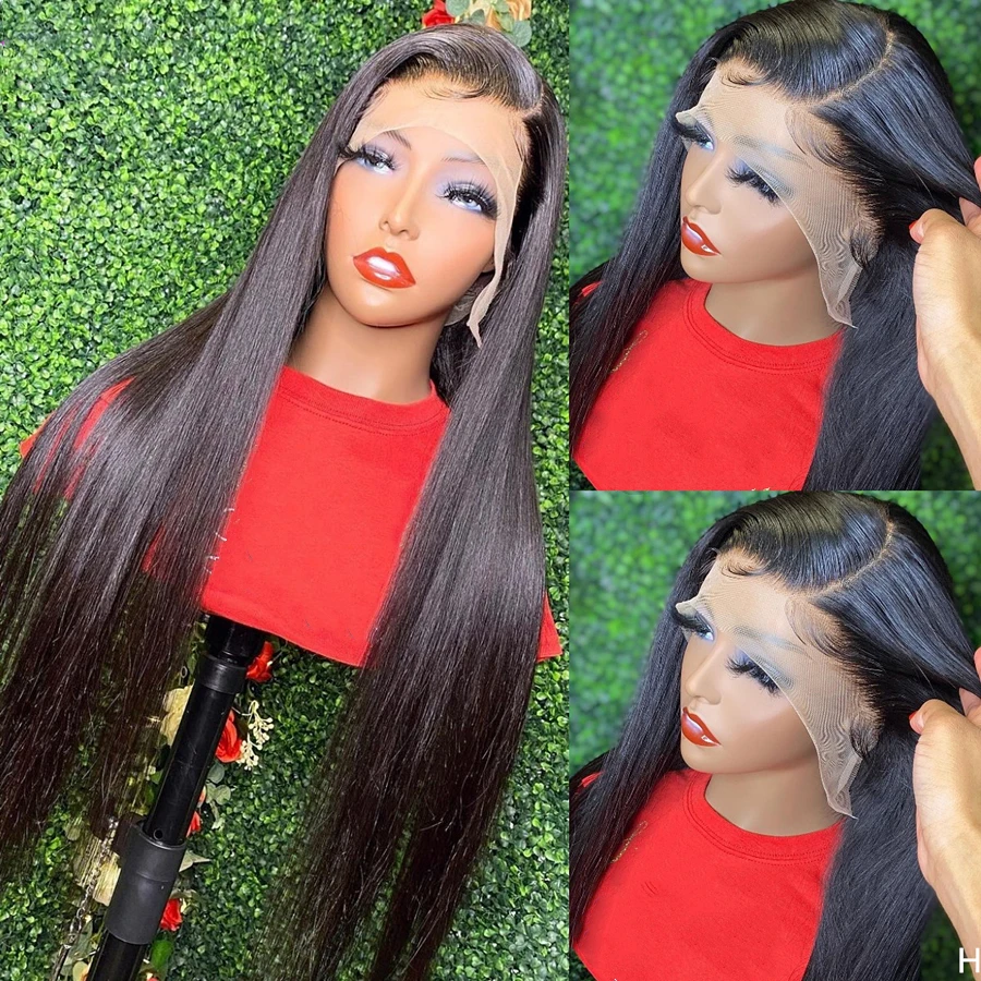 

Free Part 26Inch 180Density Long Straight Synthetic 4*4Lace Front Silk Base Wig For Women With Baby Hair Heat Resistant Daily
