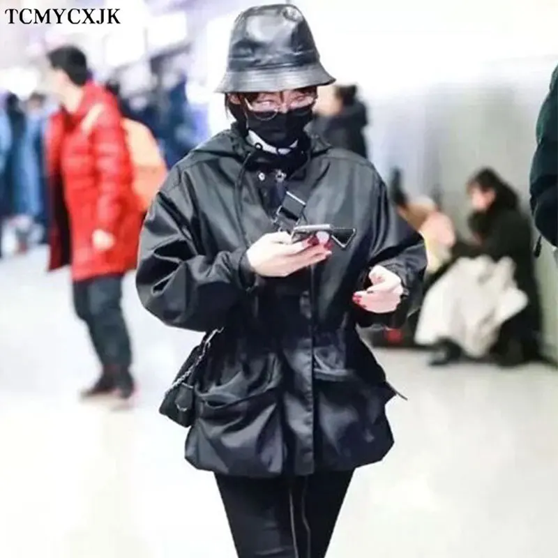 

2022 Spring New Jackets Women Harajuku Slim Waist Hooded Jacket Female Large Pocket High Quality Outdoor Jacket Coat Women