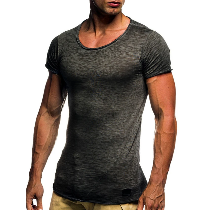 

Men Splicing Short Sleeve T shirt Male Tshirt Slim Fit Skinny Funny T shirt Solid Streetwear O-neck Tee Tops Clothing