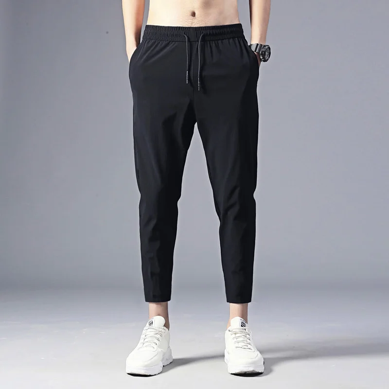 

Мужские тонкие спортивные брюки, летние модные свободные универсальные быстросохнущие повседневные штаны из ледяного шелка, 9 точек, Корейская версия 2023