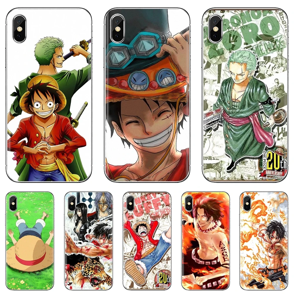 

For iPhone 10 11 12 13 Mini Pro 4S 5S SE 5C 6 6S 7 8 X XR XS Plus Max 2020 TPU Transparent Shell Cover Luffy ONE PIECE Poster