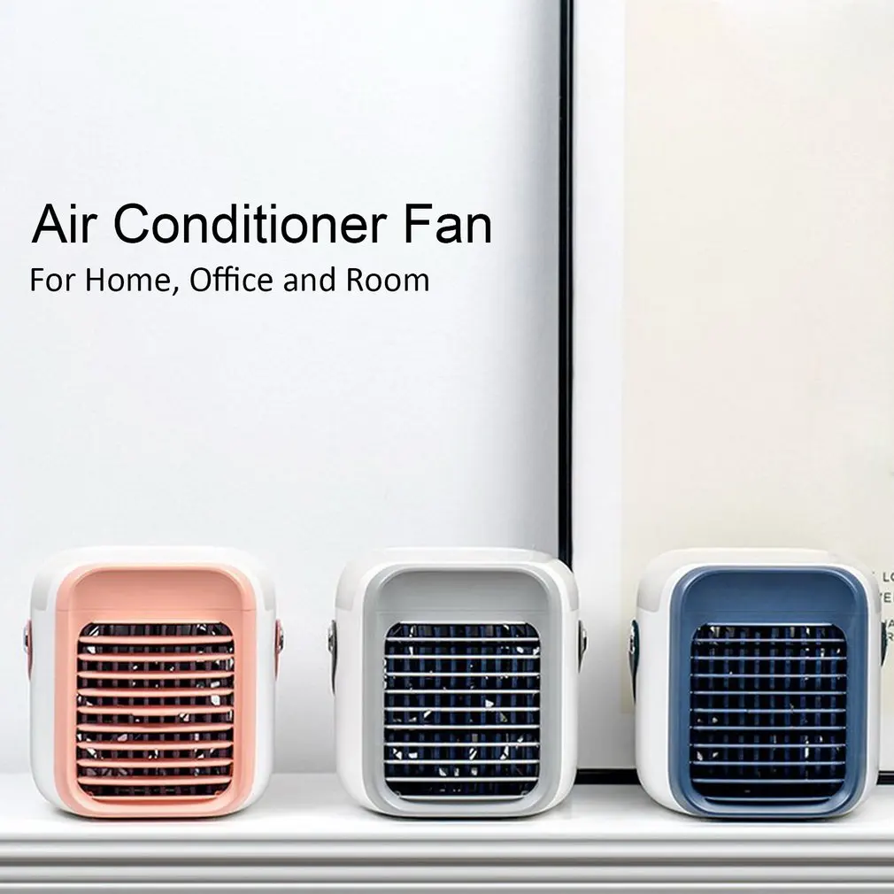 

Hot USB Portable Air Conditioner Personal Fan 3 In 1 Handheld Mini Air Conditioner Humidifier With Atmosphere Lights For Home