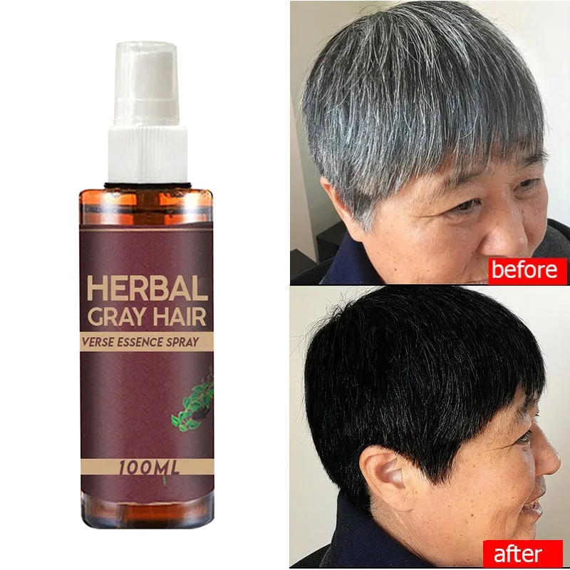 

100ml Hair Darkening Spray Anti White Hair Herbal Hair Care Serum Blacken Hair Reduce Gray Hair Scalp Nourish Glitter Hair Spray