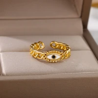 new geometric design opening rings women stainless steel zircon heart moon lip eye link ring adjustable ring jewelry bijoux gift