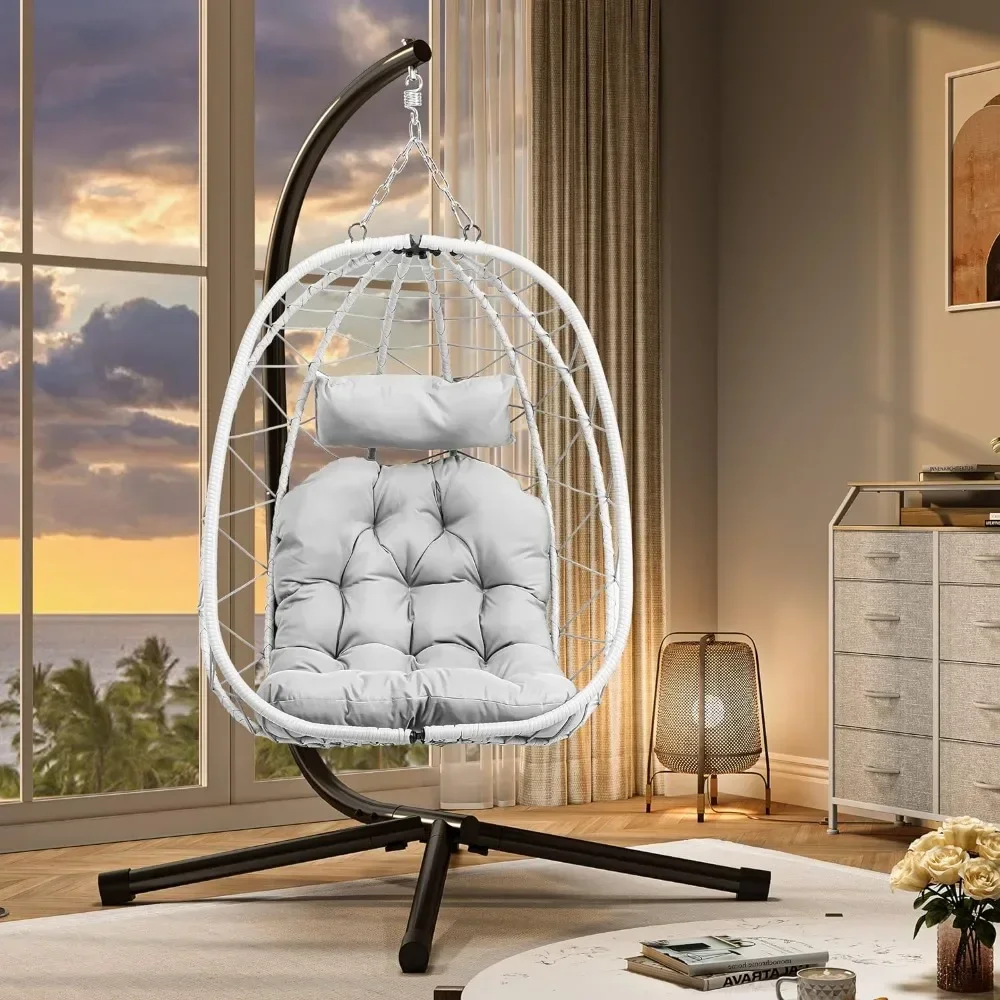 Подвесное кресло для яиц с подставкой плетеный гамак дома и улицы подушками 330
