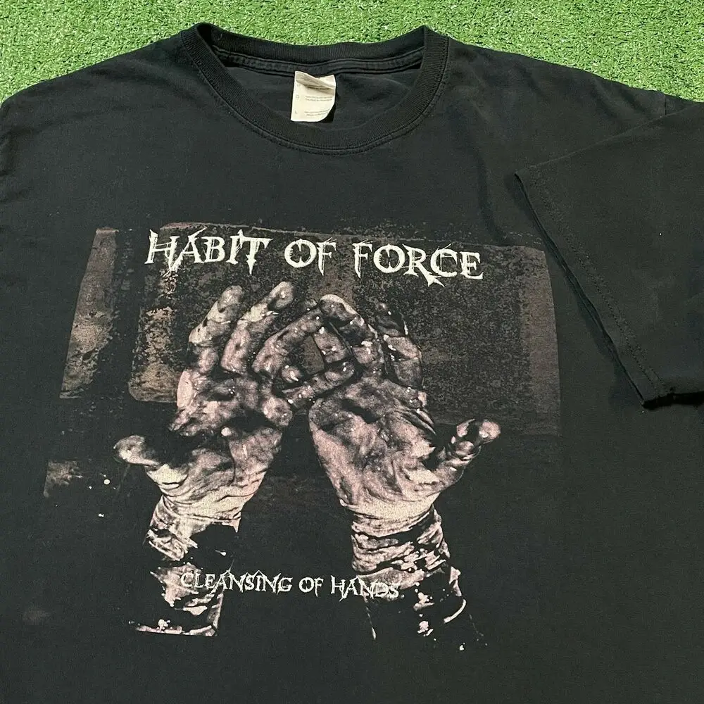 Мужская футболка с привычкой Force Band черная металлическая большого размера для