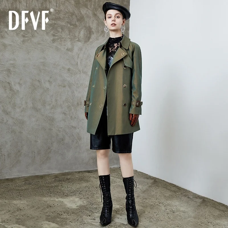 

2023 Chameleon Windbreaker Women's Spring and Autumn New Metal Buckle Loose Mid-length Women's Coat Top Long Coat Jackets Top1