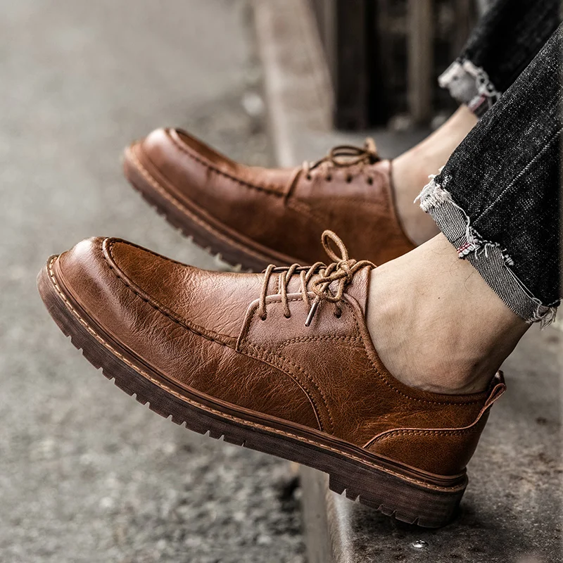 

Hard-Wearing Brogue Casual Shoes Autumn New Men Shoes Work Boots Business Shoes Men Genuine Leather Shoes S12380-S12394