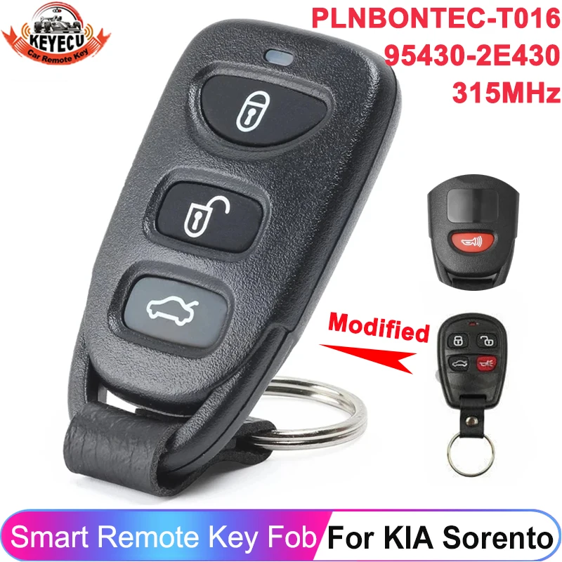 

KEYECU 3 + 1 4 кнопки для KIA Sorento 2004 2005 2006, обновленный автомобильный пульт дистанционного управления 315 МГц PLNBONTEC-T016, брелок P/N: 95430-2E430
