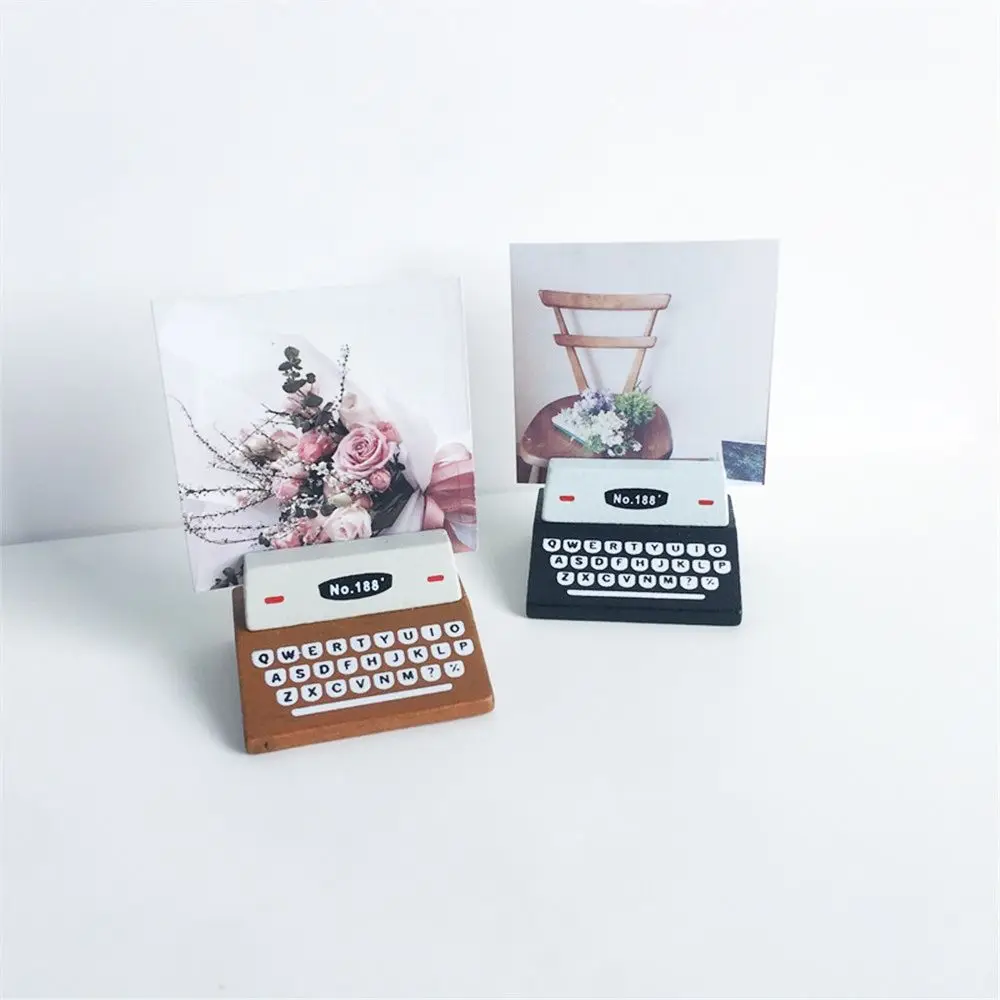 

Vintage Wooden Typewriter Card Holder Picture Clamps Memo Clip Photo Stand Desktop Organizers Decoration Office Supplies