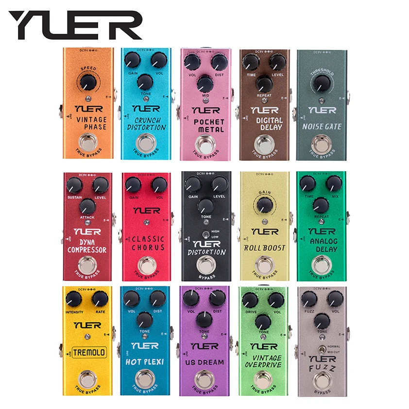 

YUER Guitar Pedal Classic Overdrive / American Distortion / Phase / Chorus / Tremolo / Analog Delay RF Series Guitar Effects