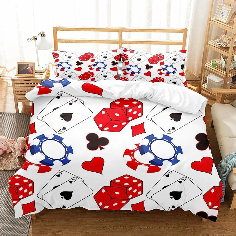 

Poker Gaming Polyester Duvet Cover King Queen Size Competitive Games Comforter Cover for Children Kid Boys Girls Novelty Group