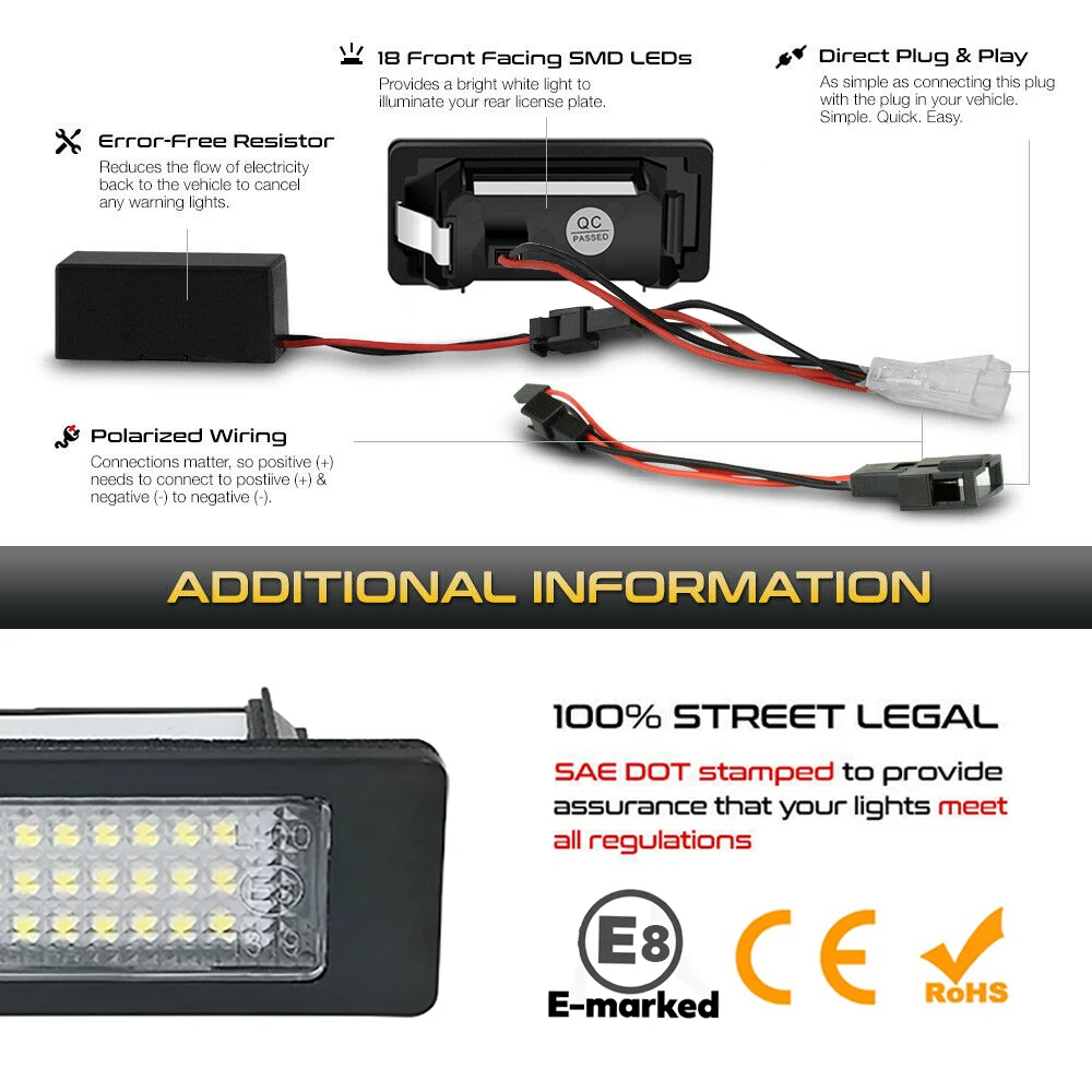 Фото 2 шт. без ошибок 24 SMD светодиодный номерной знак освещение для Skoda Superb Kodiaq Octavia Karoq Rapid Yeti разведчик автомобильные аксессуары №4