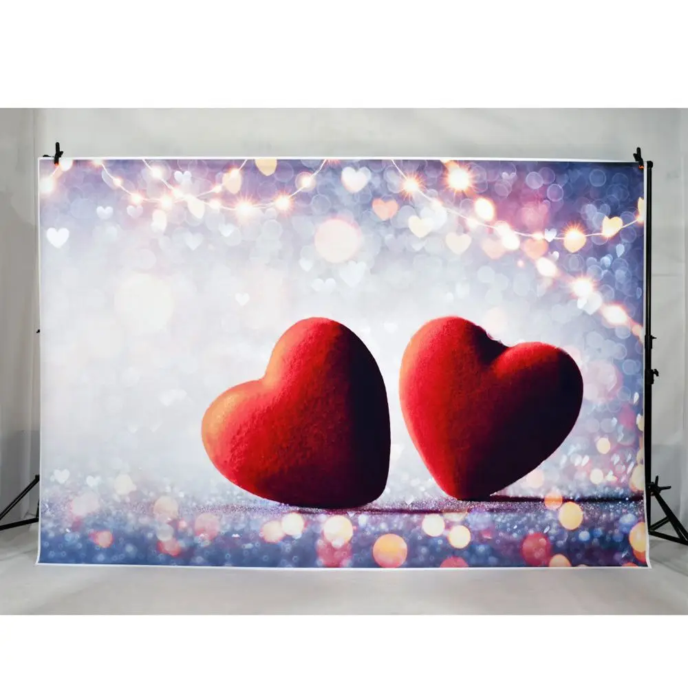 Photography Backdrops February 14 Valentine's Day Decoration Heart Flowers Bokeh Glitters Custom Party Photo Studio Backgrounds enlarge