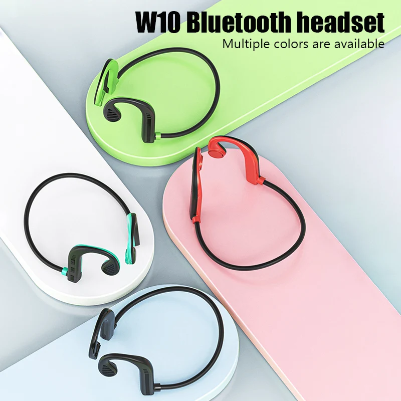 W10 Wireless Bluetooth Headset Air Bone Conduction Ear-mounted Headphones Waterproof Sport Noise Cancelling Earphones with Mic images - 6