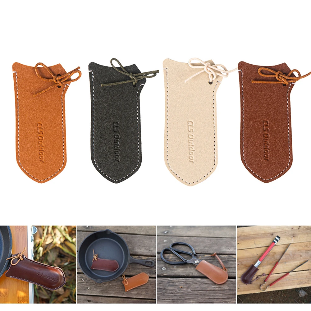 

PU Leather Camping Pot Handle Protective Sleeve Anti-scalding High Temperature Insulation for Aluminum Lunch Box/Folding Bowl