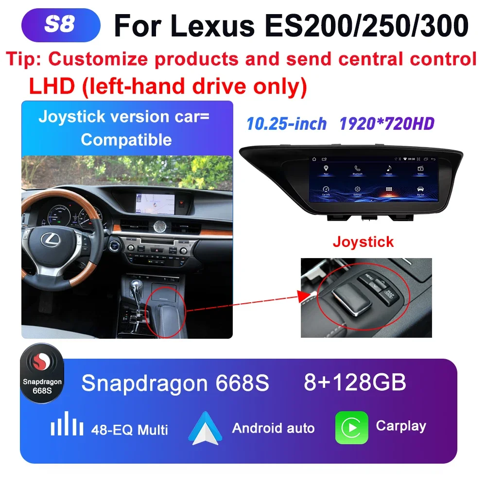 

Android 13 для Lexus ES ES200 ES250 ES300 2013-2017 Автомобильный мультимедийный проигрыватель CarPlay Экран GPS Радио Авто Видео Навигация DSP