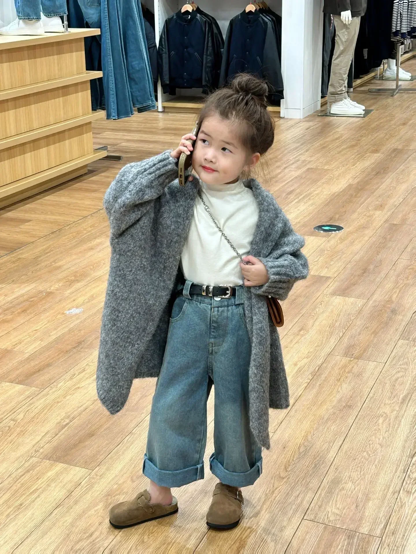 Пальто для девочек осень-зима 2024 детская одежда в корейском стиле массивный