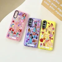 disney princess cartoon liquid silicone case for samsung galaxy s22 ultra s22 plus s21fe fashion shockproof lady girl cover gift