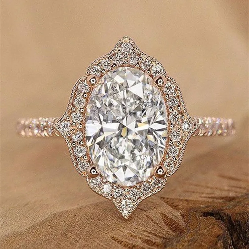 

Ladies Ring Luxury Rose Gold Copper Inlaid Marquise Zirconium Flower Ring 2022 Latest Temperament Jewelry Hot Sale