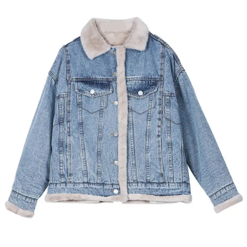 

High-quality Warm Bomber Women's Winter Jacket Coat Female Jeans Jacket Basic Ladies Top Windbreaker Denim Jackets Overcoat Q459
